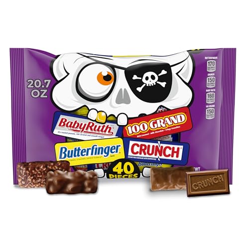 Butterfinger, CRUNCH, Baby Ruth, 100 Grand Fun Size Assorted Candy Bars, Great for Sharing, Bulk 40 Count Pack, 20.7 oz