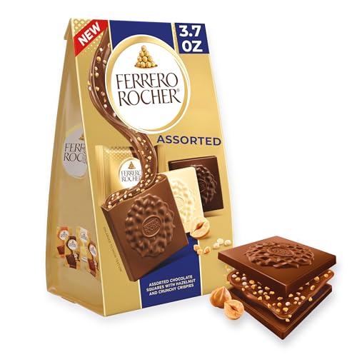 Ferrero Rocher Premium Assorted chocolate squares, Individually Wrapped Chocolates, Great for Sharing or Gifting, 3.7 oz
