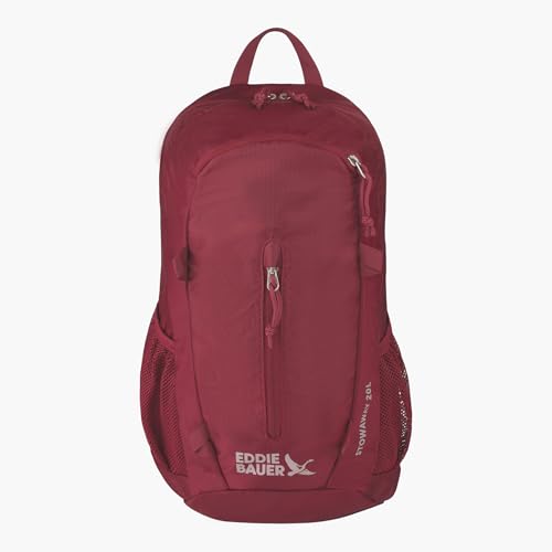 Eddie Bauer Verstaubarer verstaubarer Rucksack, Reisen, Outdoor, leicht, faltbar, langlebig, Ripstop-Polyester, 20 l, Kirschrot