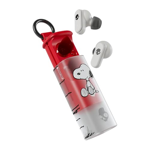 Skullcandy Dime Evo Wireless Earbuds, Bluetooth Headphones, Noise Isolating Fit, Up to 36 Hours Battery, Microphone for iPhone Android, Easy Carry with Clip-Anywhere Case - Peanuts Snoopy