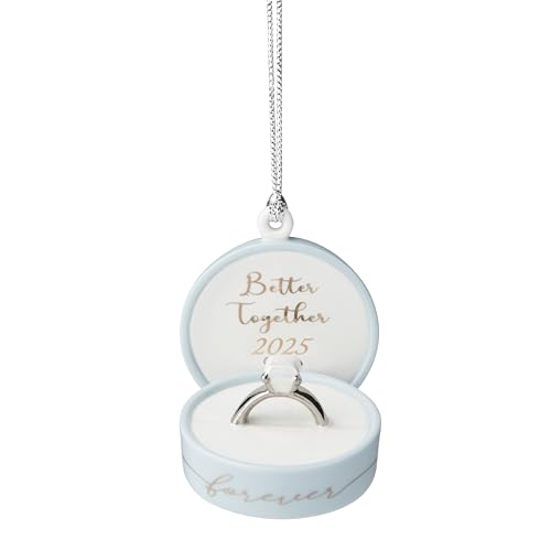 Lenox Ornament, 2025 Together Forever Porcelain Ring Box Ornament, Ring Box Design Christmas Tree Decoration with Silver Accents, Christmas Decor, Holiday Decor, Winter Decorations (Blue, 1 Piece)