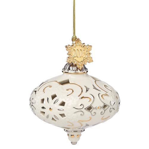 Lenox Ornaments, 2025 Annual Porcelain Ornament, Gold Accents, Made of Porcelain, Christmas Tree Decoration, Features Gold Cord for Hanging, Christmas Decorations, Winter Tree Decor (1 Piece Ornament)