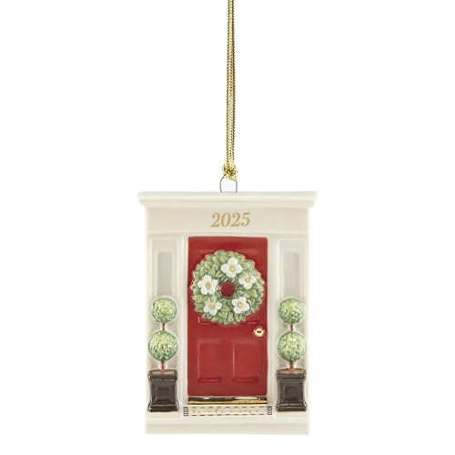 Lenox Ornament, 2025 Our New Home Porcelain Ornament, House Door Design with Gold Accents & Hanging Cord, for Christmas Tree Decoration, Winter Decor, Christmas Decor, Door Design (Multicolor 1 Piece)