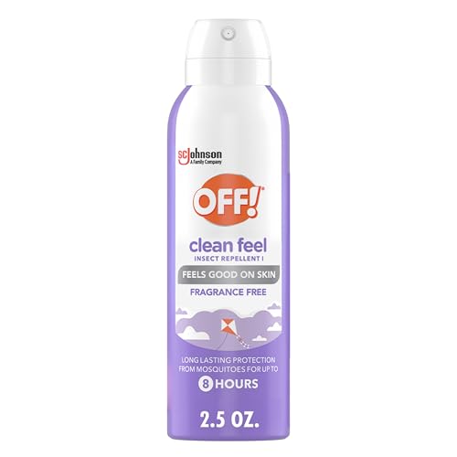OFF! Clean Feel Travel Size Insect Repellent Aerosol, Fragrance-Free Bug Spray for Lasting Protection from Mosquitoes and Ticks, 2.5 oz