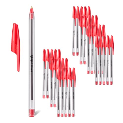 Amazon Basics Ballpoint Pens, Medium Point 1.0mm, Red Ink, 36-Pack
