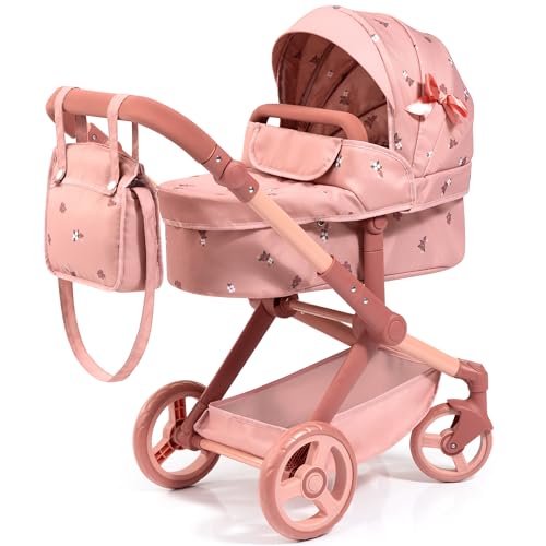 Bayer Design 17026AA Puppenwagen Xeo mit Tasche, höhenverstellbarer Griff, Schwenkschieber, wandelbar als Puppenjogger, bewegliche Vorderräder, integr