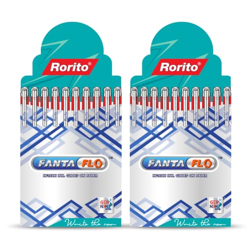Fantaflo Ball Pen | Pack of 20 | Revolutionary Glide Ink | Soft Comfort Grip | Attractive Design | Ideal Pen for Students | Red Ink