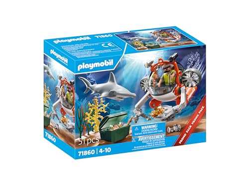 (-40%) PLAYMOBIL | Promo Pack | Schatzsuche mit U-Boot | Spielzeug ab 4 Jahren | Geschenk für Kinder | Fördert Kreativität & Abenteuerlust | Unterwasser-Abenteuer mit Figuren & Zubehör | 71860