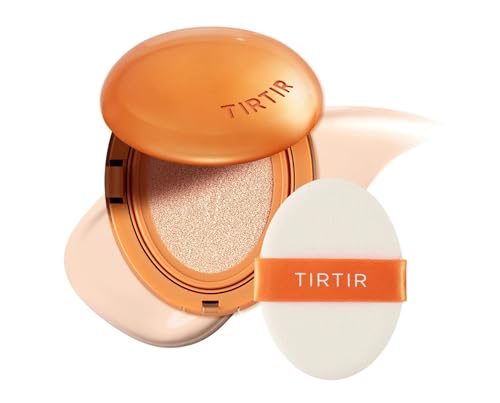 TIRTIR Mask Fit Ai Filter Cushion Foundation | AI-Like Semi-Matte Finish - Up to 72-Hour Medium to Full Coverage Korean BB Cushion Make up Beauty, #21N Ivory, 0.63 Fl Oz
