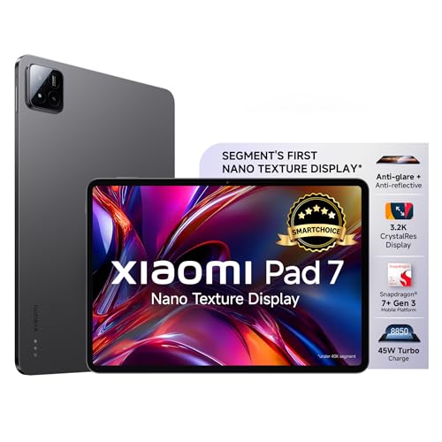 XIAOMI Pad 7 Nano Texture Display [Smartchoice] | Snapdragon 7+ Gen 3| 3.2K Display (28.44 cm /11.2") Tablet| 12GB, 256GB| Anti-Reflective| Anti-Glare