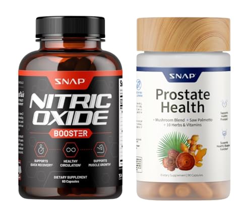 Snap Supplements Prostate Health Support Supplement Bundle with Nitric Oxide Booster – 90 Capsules & 60 Capsules