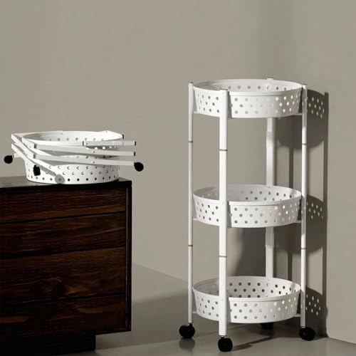 Lifelong Kitchen Storage Rack|3-Layer Baskets|Foldable & Rolling Storage Cart|Trolley with Wheels|Vegetable Stand|Onion, Potato & Fruits Rack for Kitc