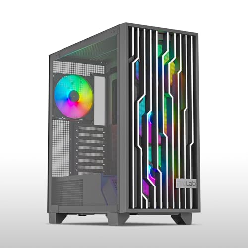 ProLab Design AI848 ARGB Workstation Computer Case|Mid Tower Cabinet|4x140mm ARGB Fans Included|ATX, Micro-ATX, Mini-ITX|Front Grill & Mesh|Up to 10 *