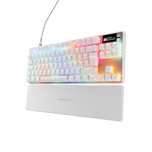 (-35%) SteelSeries APEX PRO TKL Weiß Gen-3-Gaming-Tastatur – OmniPoint 3.0 analoge magnetische Schalter, Quickset-Auto-Presets (Schnellabzug, Schnellantipp/SOCD, Schutzmodus),OLED,RGB, USB-C,German QWERTZ