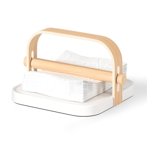 Umbra Bellwood Napkin Holder with Weight and Carrying Handle, White/NaturalUmbra Buddy Countertop Paper Napkin Holder, 