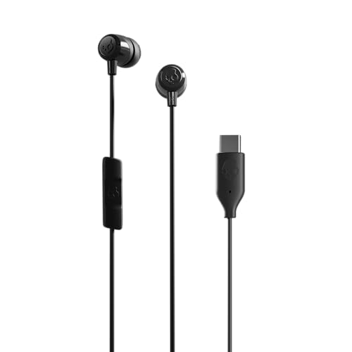 Skullcandy Jib USB-C Wired Earbuds with Noise Isolating Fit, in-Line Microphone Call and Track Control for iPhone Android, Ear Gel Sizes Included for Custom Fit - True Black