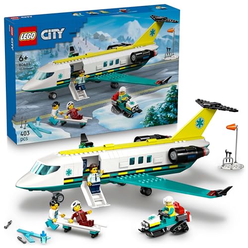 (-40%) LEGO City Notfallrettungsflugzeug – Set mit Flieger, Schneemobil und 4 Mini-Figuren: Rettungssanitäter, Pilot, Arzt und Skifahrer – tolles Geschenk für Kinder ab 6 Jahren – 60465