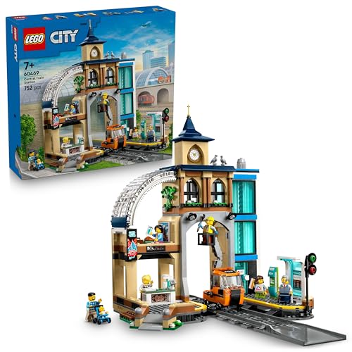 (-44%) LEGO City Trains Hauptbahnhof - Wartungsfahrzeug-Spielzeug, funktionierendem Hublift, 2 Plattformen & 1 Gleisstück sowie 6 Minifiguren – Kreatives Geschenk für Jungen & Mädchen ab 7 Jahren - 60469