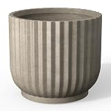 Kante Round Fluted Concrete Planter — 11" (Drainage + Rubber Plug)
