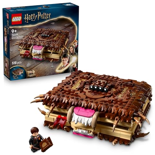 (-41%) LEGO Harry Potter Beißendes Monsterbuch der Monster – Interaktives Spielzeug mit Rückziehmotor und beißendem Mund – mit Neville Longbottom Mini-Figur – Geschenk für Kinder, Harry Potter Fans – 76449