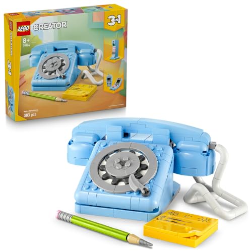 (-50%) LEGO Creator 3in1 Retro Telephone Toy with Rotary Dial - Transforms into a 1980s Model or 2 Mobile Phones from the 2000s - Creative Gift for 8+ Year Old Girls & Boys - 31174