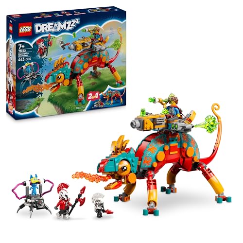 (-36%) LEGO DREAMZzz Mateos Feuer-Chamäleon - Tierfigur, die Sich in EIN Spielzeug Jet & Mech oder einen Wächter verwandelt - Bauset für Mädchen und Jungen ab 7 Jahren inkl. 2 Minifiguren - Geschenk 71492