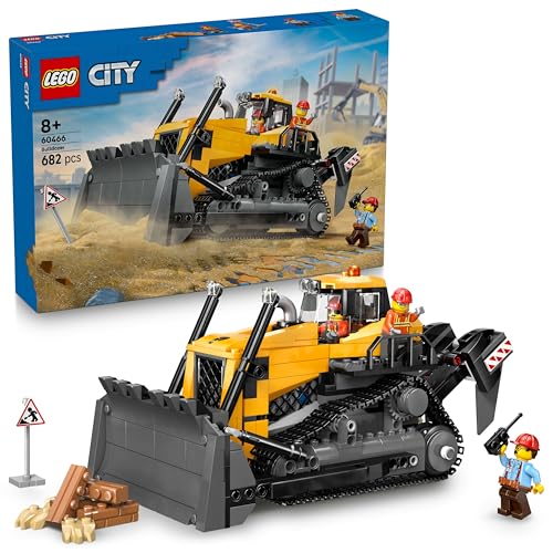 (-41%) LEGO City Gelber Bulldozer Set – Spielzeugbaustelle, BAU- und Spielset – wirklichkeitsgetreue Baumaschine mit Fahrer und 2 Bauarbeitern – Geschenkidee für Kinder ab 8 Jahren – 60466