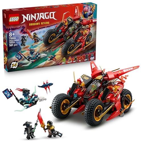 (-18%) LEGO NINJAGO Ninja-Actionflitzer - 3-in-1-Spielzeug mit 2 Ninja-Bikes, 1 Jet und 6 Minifiguren, einschließlich Kai und Frak - Aufstieg der Drachen Geschenk für Jungen ab 8 Jahren - 71844