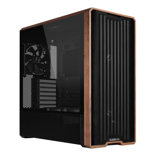 Lian Li LANCOOL 217 Genuine Walnut Wood Computer Case, Mid-Tower ATX PC Case with 5 Pre-Installed PWM Fans 2x170mm, 2x120mm & 1x140mm, Flexible PSU & Cable Installation - Black (LAN217X)