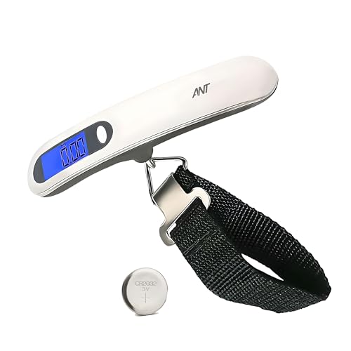ANT Digital Luggage Scale 50kg – Portable High-Precision Travel Weight Scale with Backlit LCD, Strap Hook, Tare & Unit Switch – Ideal for Flights, Sui