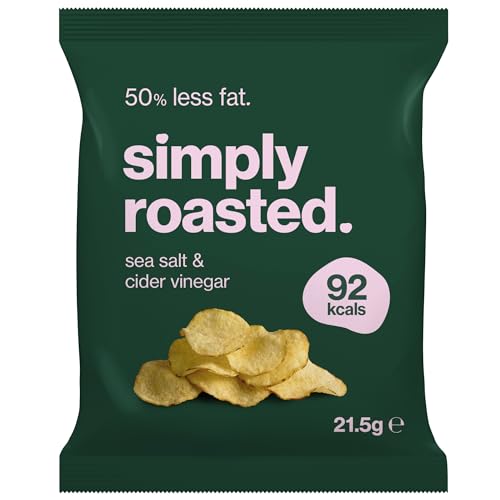 Simply Roasted Sea Salt & Cider Vinegar Crisps | 12 x 21.5g | 50% Less Fat