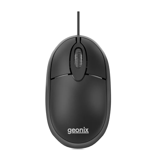 GEONIX Essential Wired Optical Mouse, Black | 1.2 Meter Cable, Faster Navigation, Accurate Optical Sensor, High Strength