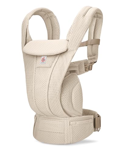 Ergobaby Omni Deluxe Baby Carrier Newborn to Toddler - Breathable Baby Carriers for Summer - All-Position Carrier with Enhanced Lumbar Support & Airflow (7-45 Pounds), Mesh, Natural Beige