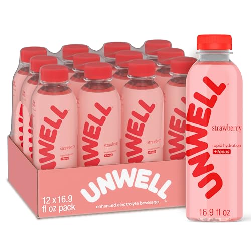 Unwell Hydration Electrolyte Drink For Rapid Hydration + Focus – Strawberry, 12 Pack