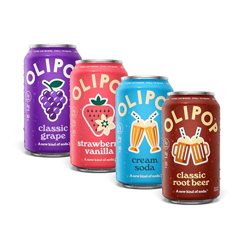 OLIPOP Prebiotic Soda Pop, Favorites Variety, Pantry Pack Packed with Prebiotics, Fiber, and Botanicals, Gluten Free, Vegan, GMO Free, 12oz (12-Cans)