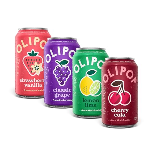 OLIPOP Prebiotic Soda Pop, Fruity Fun Variety, Pantry Pack Packed with Prebiotics, Fiber, and Botanicals, Gluten Free, Vegan, GMO Free, 12oz (12-Cans)