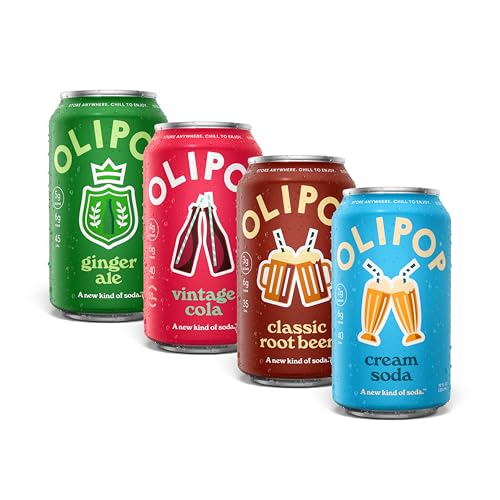 OLIPOP Prebiotic Soda Pop, Classic Soda Variety, Pantry Pack Packed with Prebiotics, Fiber, and Botanicals, Gluten Free, Vegan, GMO Free, 12oz (12-Cans)