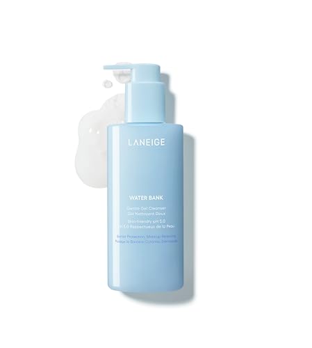 LANEIGE Water Bank Gentle Gel Facial Cleanser: Hydrating, Non-Stripping, pH-Balanced, Barrier-Boosting, & Fragrance Free with Blue Hyaluronic Acid | K