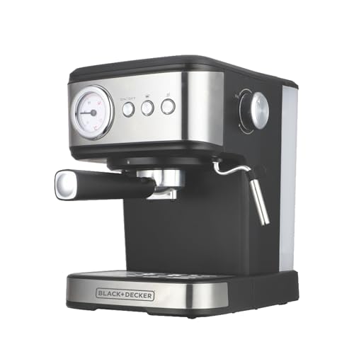 BLACK+DECKER BXCM1001IN 1100W 10-Cup 15 Bar Expresso Coffee Maker | 1.5L Water Tank Capacity | Anti-Drip Feature | Auto Keep-Warm Function | 2-year Wa