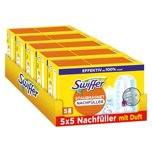 (-25%) Swiffer Staubmagnet Nachfüllpackung, 25 Tücher (5×5) mit Febreze-Duft, Fängt Und Schließt 3-mal Mehr Staub Und Haare EIN Als Herkömmliche Staubwedel, [Head Material], [Color]