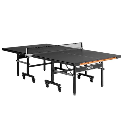 STIGA Carbon 18 Table Tennis Table – 18mm Playfield - QuickPlay Assembly - Integrated Ball Storage - Tournament-Grade Net - Playback Mode