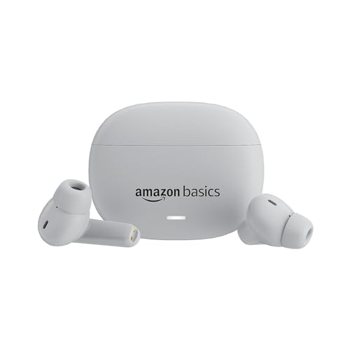 Amazon Basics True Wireless in-Ear Earbuds with Mic, Low-Latency Gaming Mode, Touch Control, IPX5 Water-Resistance, Bluetooth 5.3, Up to 60 Hours Play