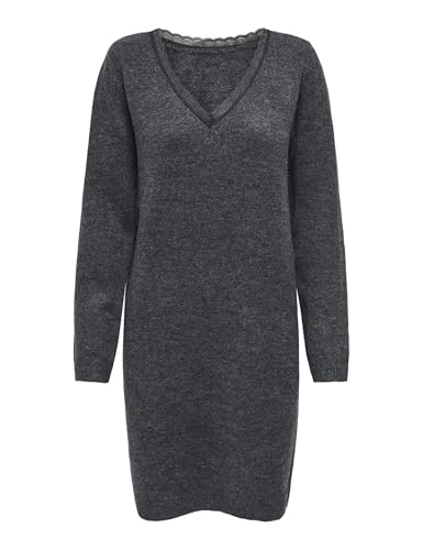 (-51%) ONLY Damen Onltammy Ls Revers Lace Dress Bf KNT, Dark Grey Melange, L