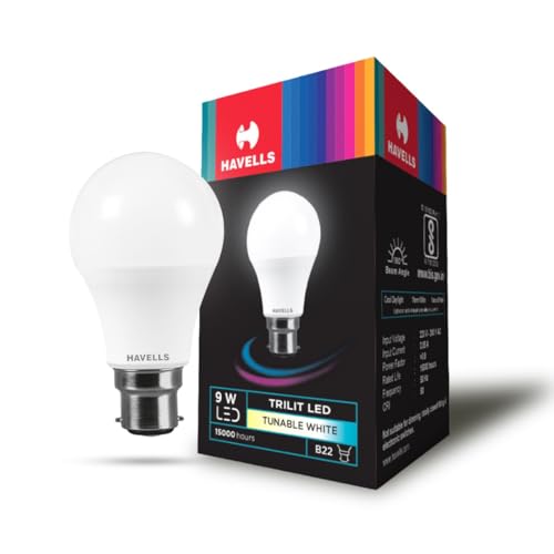 Havells (3 in 1) 9W LED Bulb for Home & Office |B22 LED Bulb Base |Cool Day White Light (6500K/4000k/3000k) |4Kv Surge Protection |High Voltage Protec