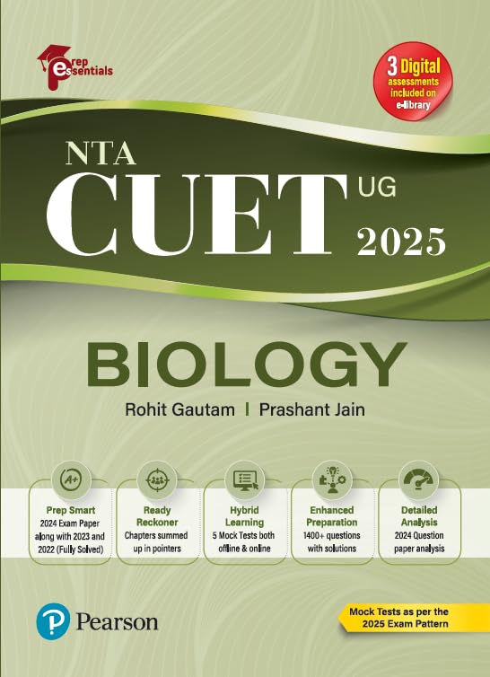 Prep Essentials NTA CUET (UG) Biology - 2025 | 3 Digital Assessments Included on e-Library | Mock Tests As Per the 2025 Exam Pattern | 2024 Exam Papers ... Exam | 1400+ Questions With Solutions