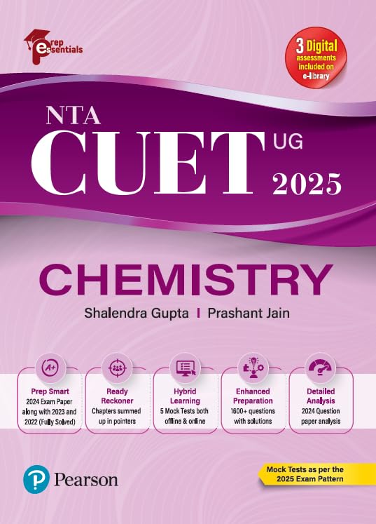 Prep Essentials NTA CUET (UG) Chemistry - 2025 | 3 Digital Assessments Included on e-Library | Mock Tests As Per the 2025 Exam Pattern | 2024 Exam Papers ... & Online | 1600+ Questions With Solutions