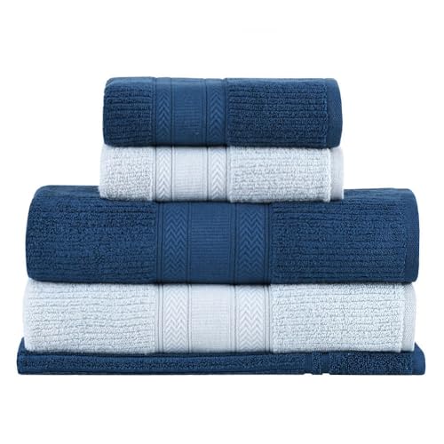 Buddemeyer Jogo de Toalhas Melissa Extra Soft, Gigante, Azul/Azul Marinho, 5 peças