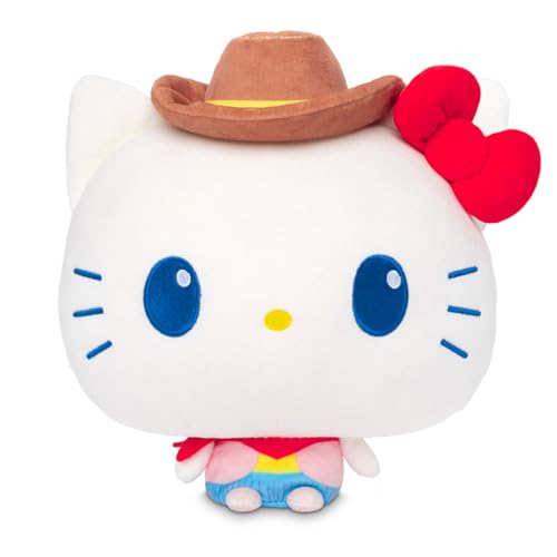 TeeTurtle Cowgirl Hello Kitty 8" Cloudheads Plushie - Amazon Exclusive Hello Kitty and Friends Western Collection - Cute Kawaii Soft Weighted Stuffed Animal