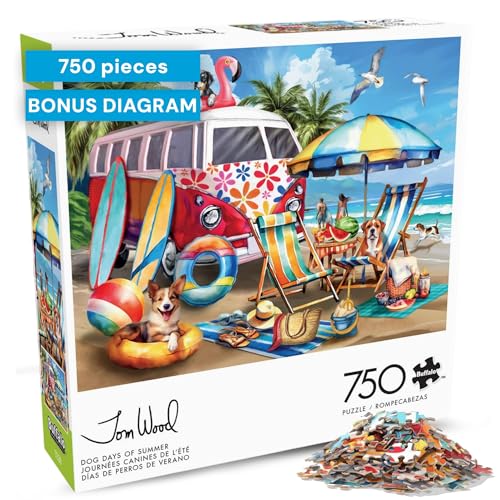 Buffalo Games - Tom Wood - Dog Days of Summer - 750 Piece Jigsaw Puzzle for Adults - Challenging Puzzle Perfect for Game Nights - Finished Size is 24.00 x 18.00