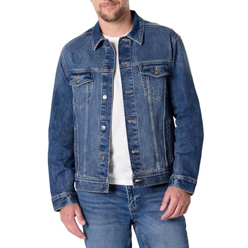 Amazon Essentials Men's Low Stretch Regular-Fit Denim Jacket, Stone Medium Wash, Large